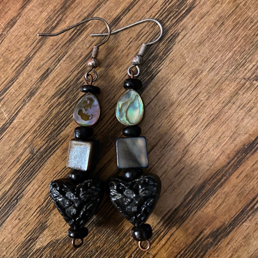 Shells & Heart shaped Bead Earrings
